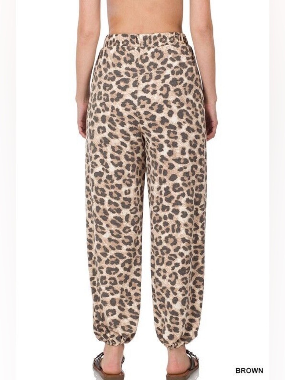 Zenana Brown Leopard Print Side-Split Pull-on Jogger Size 3X NIP - Picture 4 of 15